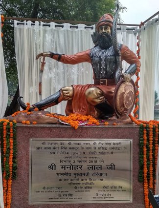 Lakshman Dev, Madho Das, Veer Banda Bairagi, Banda Singh Bahadur statue near Sonepat, Haryana