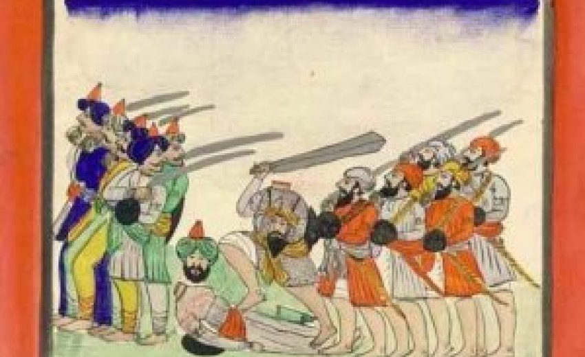 Photo Of Baba Deep Singh Ji With Harmandir Sahib (Golden Temple)