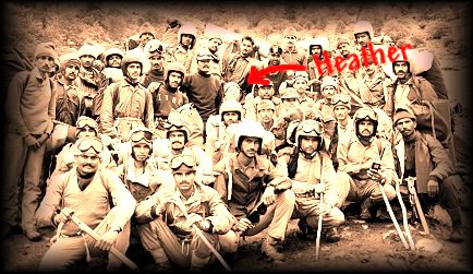 Heather in the midst of a group of ITBP mountaineering trainees